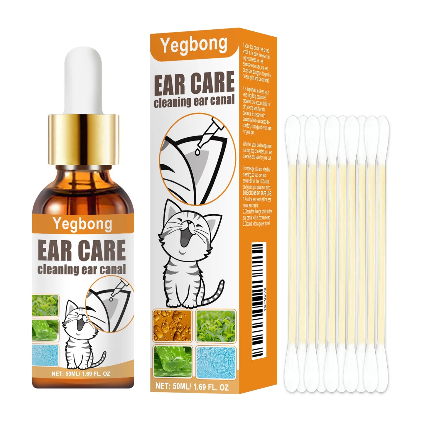 YEGBONG Ear Cleaner For Pets Dogs Cats Itching Relief