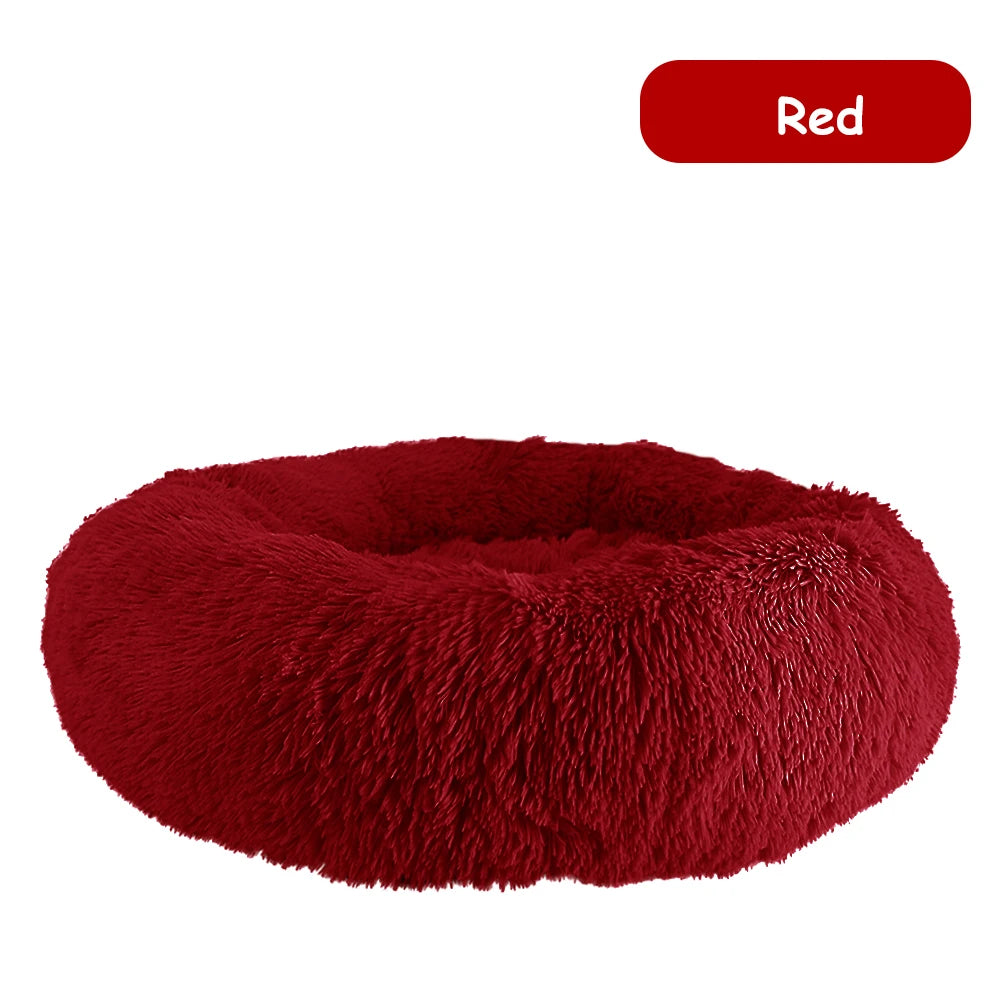 Donut Dog Bed Warm Soft Long Plush Pet Bed for Small Large Dogs Cats Calming Washable Winter Kennel Sofa Cushion Mat