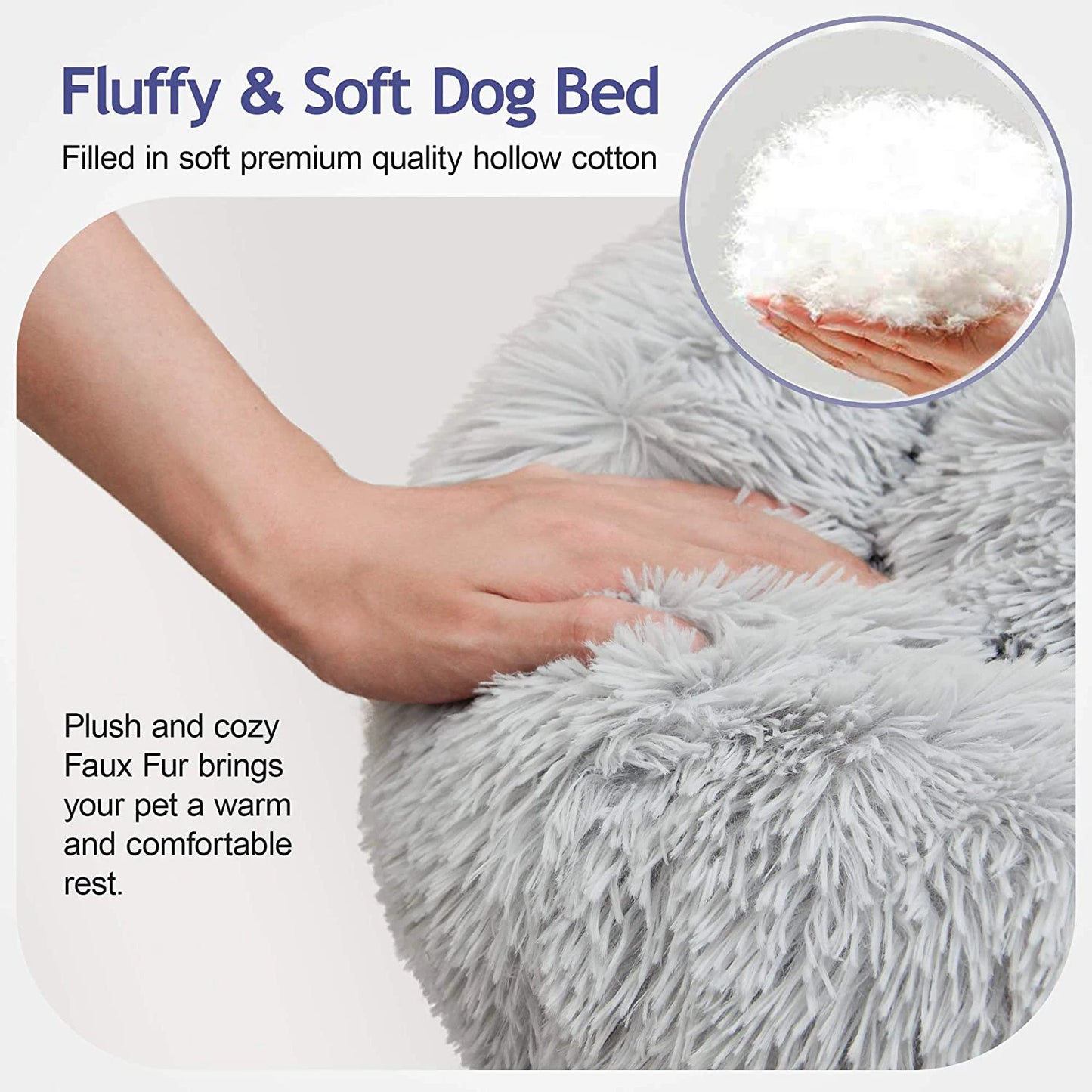 Donut Dog Bed Warm Soft Long Plush Pet Bed for Small Large Dogs Cats Calming Washable Winter Kennel Sofa Cushion Mat