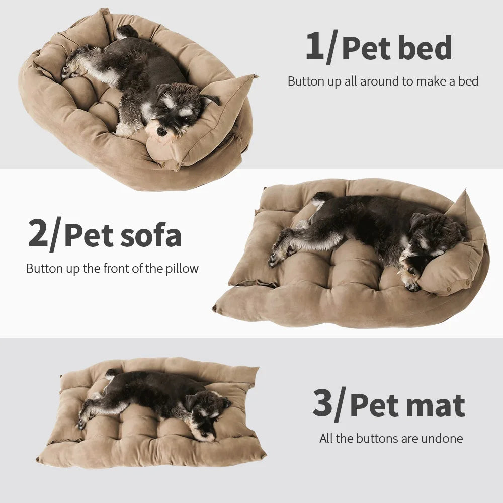 Multifunction Dog Bed Mat 3 in 1 Soft Pet Cushion for Dogs and Cats Warm Winter Puppy Kitten Nest Kennel