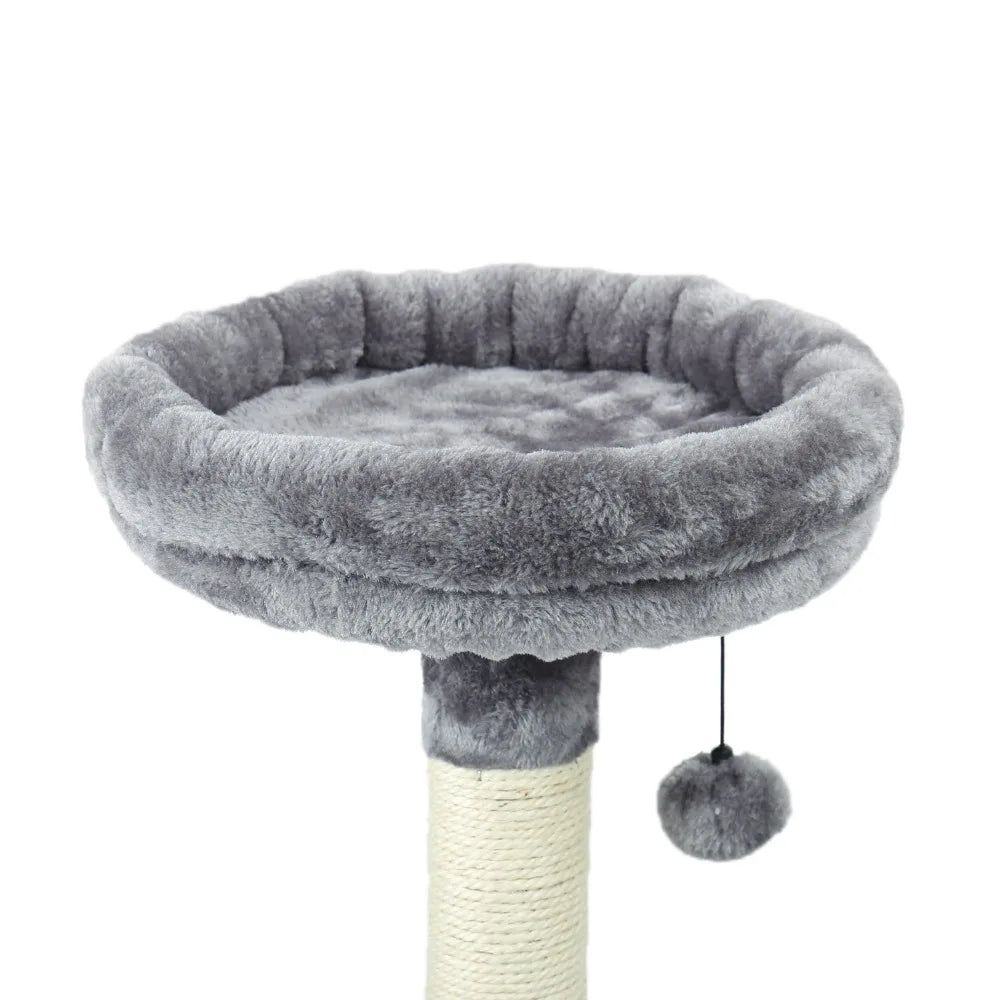H228cm Cat Tree Toy Condo Multi-Layer Climbing Tower with Hammock Solid Wood Post for Cats