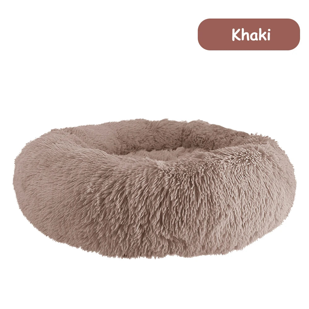 Donut Dog Bed Warm Soft Long Plush Pet Bed for Small Large Dogs Cats Calming Washable Winter Kennel Sofa Cushion Mat