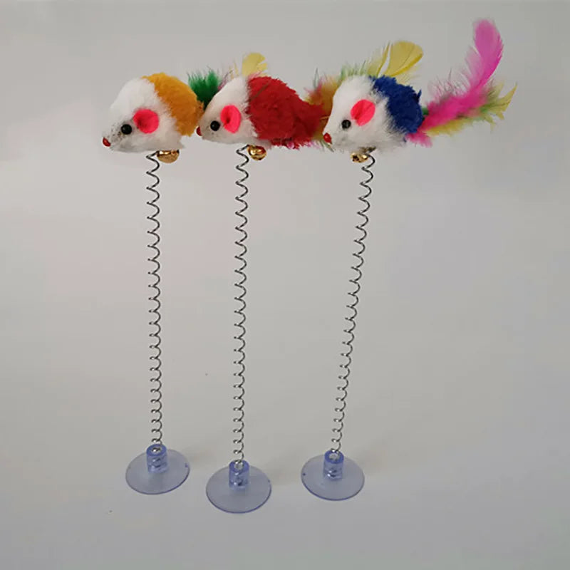 Art Lalic Swinging Mouse Cat Toy With Bell Suction Cup