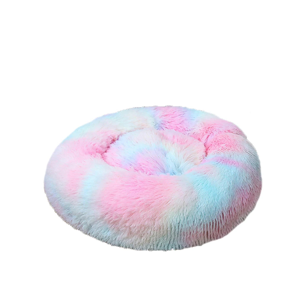 Donut Dog Bed Warm Soft Long Plush Pet Bed for Small Large Dogs Cats Calming Washable Winter Kennel Sofa Cushion Mat