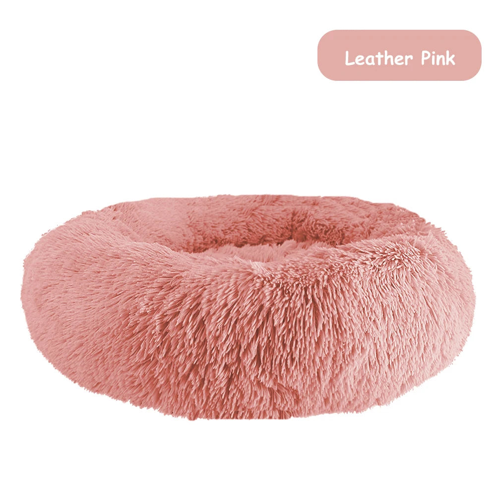 Donut Dog Bed Warm Soft Long Plush Pet Bed for Small Large Dogs Cats Calming Washable Winter Kennel Sofa Cushion Mat