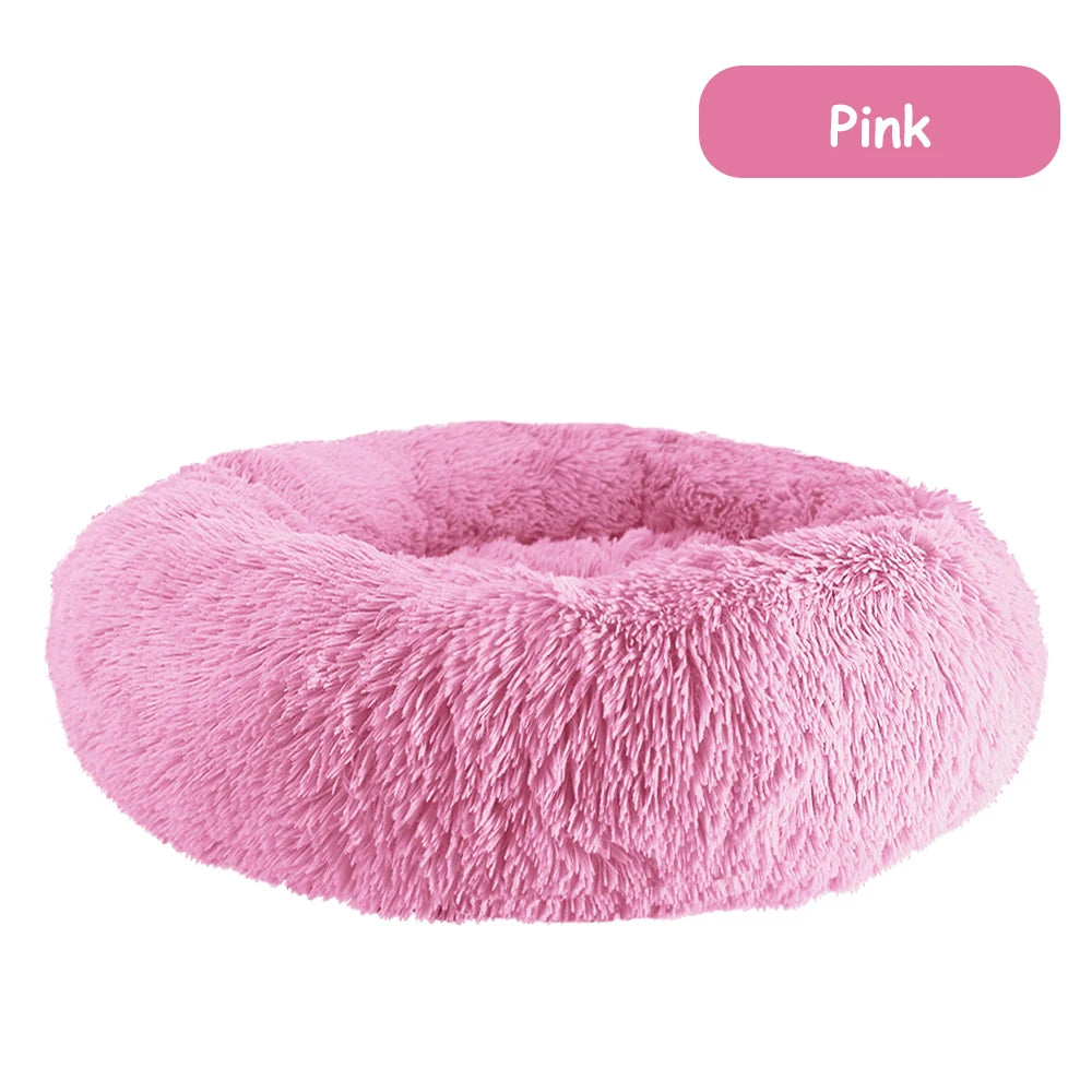 Donut Dog Bed Warm Soft Long Plush Pet Bed for Small Large Dogs Cats Calming Washable Winter Kennel Sofa Cushion Mat