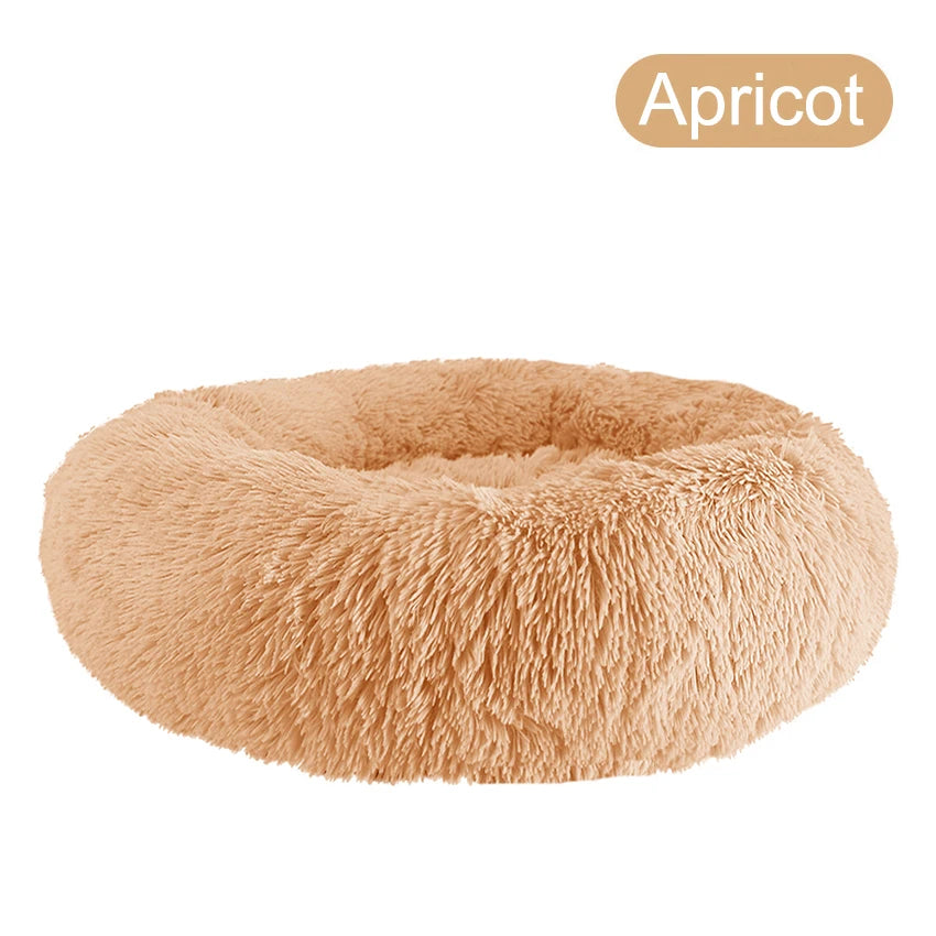 Donut Dog Bed Warm Soft Long Plush Pet Bed for Small Large Dogs Cats Calming Washable Winter Kennel Sofa Cushion Mat