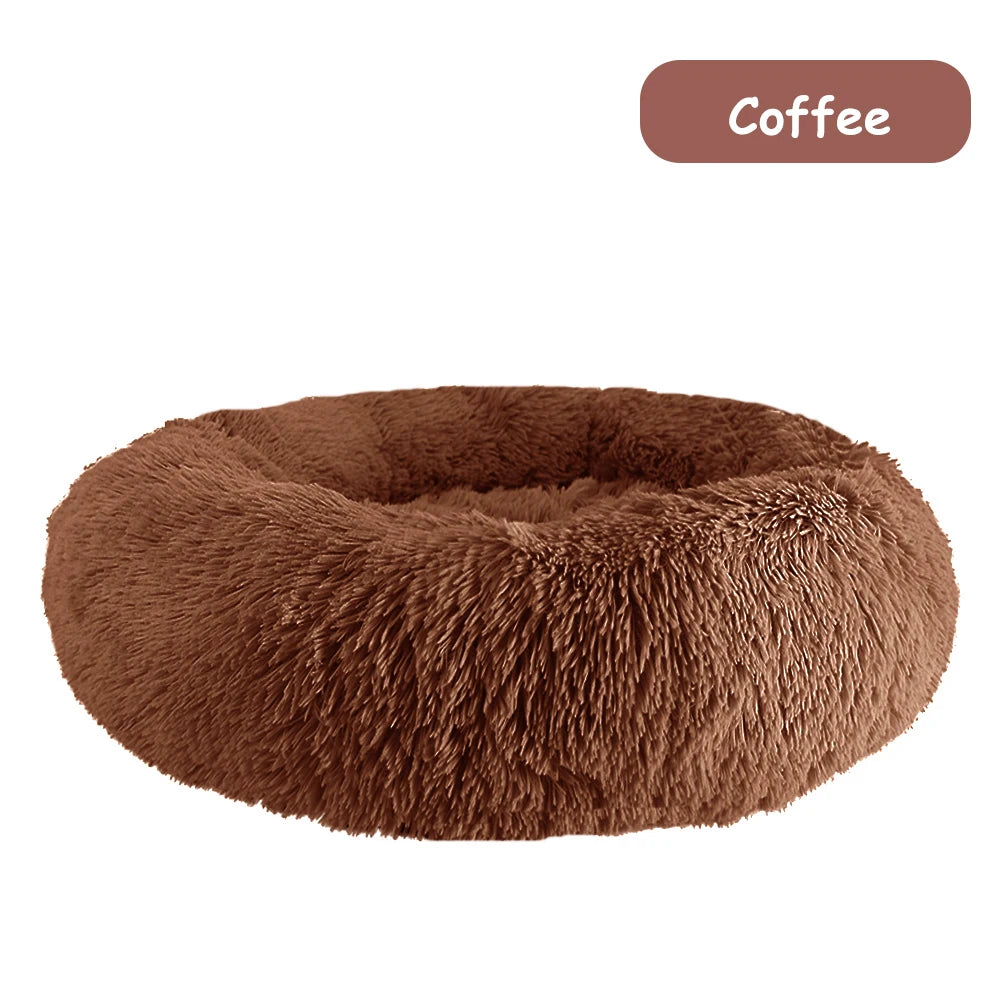 Donut Dog Bed Warm Soft Long Plush Pet Bed for Small Large Dogs Cats Calming Washable Winter Kennel Sofa Cushion Mat