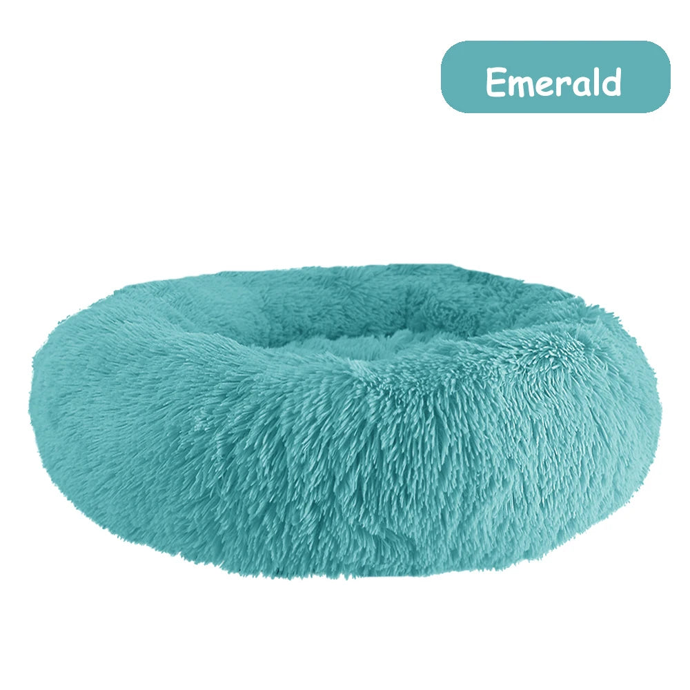 Donut Dog Bed Warm Soft Long Plush Pet Bed for Small Large Dogs Cats Calming Washable Winter Kennel Sofa Cushion Mat