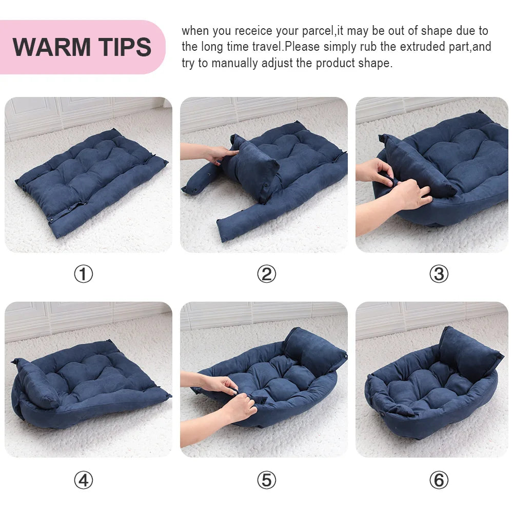 Multifunction Dog Bed Mat 3 in 1 Soft Pet Cushion for Dogs and Cats Warm Winter Puppy Kitten Nest Kennel