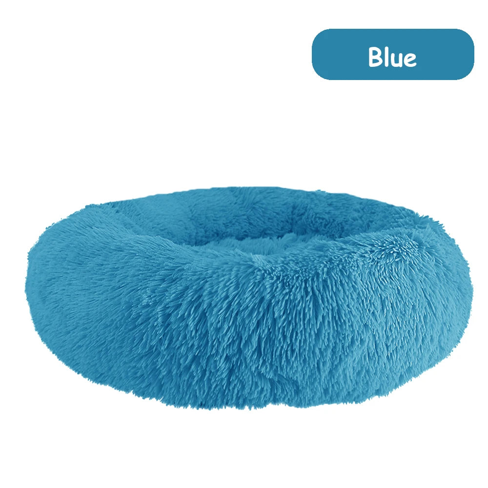 Donut Dog Bed Warm Soft Long Plush Pet Bed for Small Large Dogs Cats Calming Washable Winter Kennel Sofa Cushion Mat
