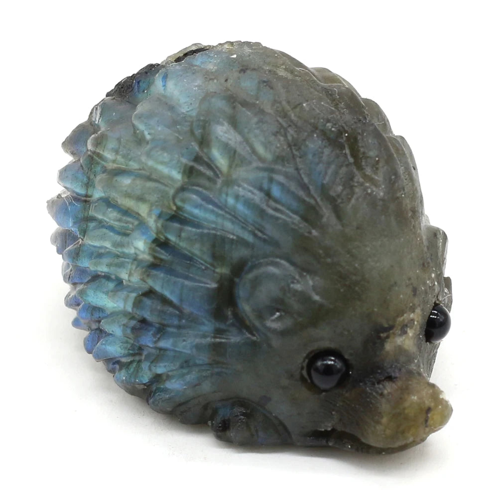 Natural Crystal Cute Animal Carved Hedgehog Statue, Rose Quartz, Tiger Eye Stone Crafts, Reiki Home Decoration, Ornaments