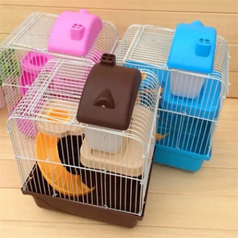 Villa Shaped Double Story Hamster Cage With Feeding Bowl