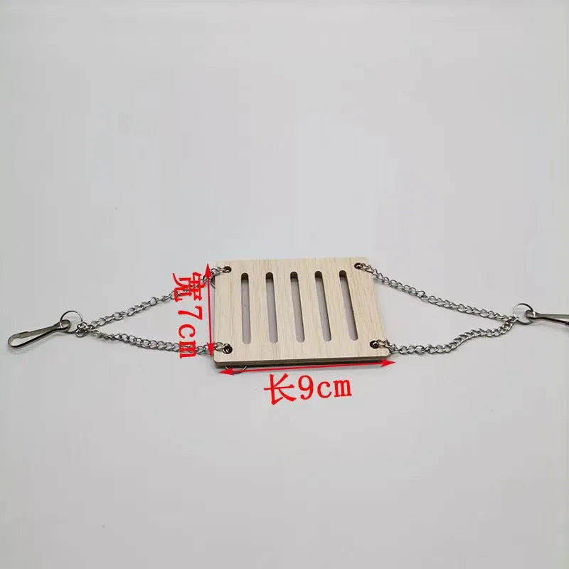 Pet Hamsters House DIY Wooden Gerbil Hideout Bridge Swing and Chinchilla Seesaw Pet Sport Exercise Toys Set Cage Accessories