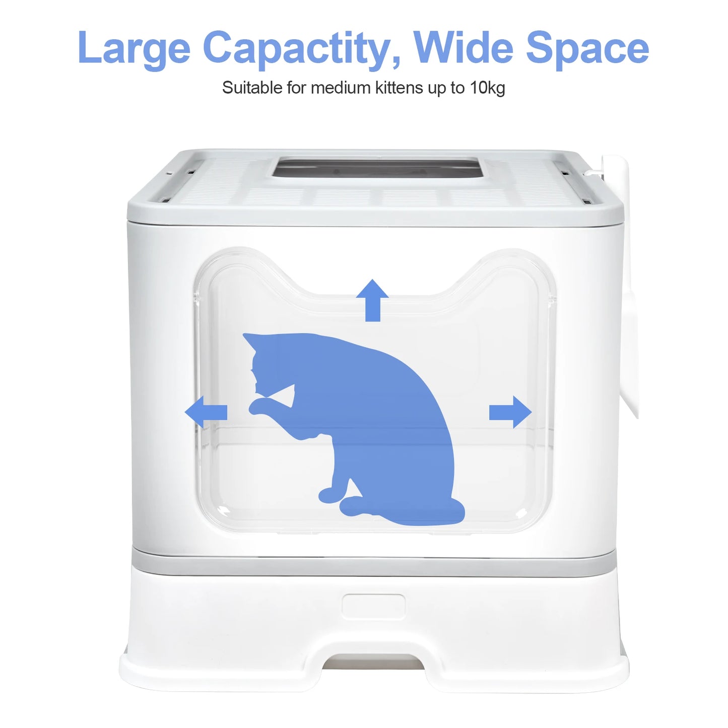Bingopaw Cat Litter Box with Lid Enclosed Potty Large Top Entry Anti Splashing Toilet Easy to Clean with Litter Scoop