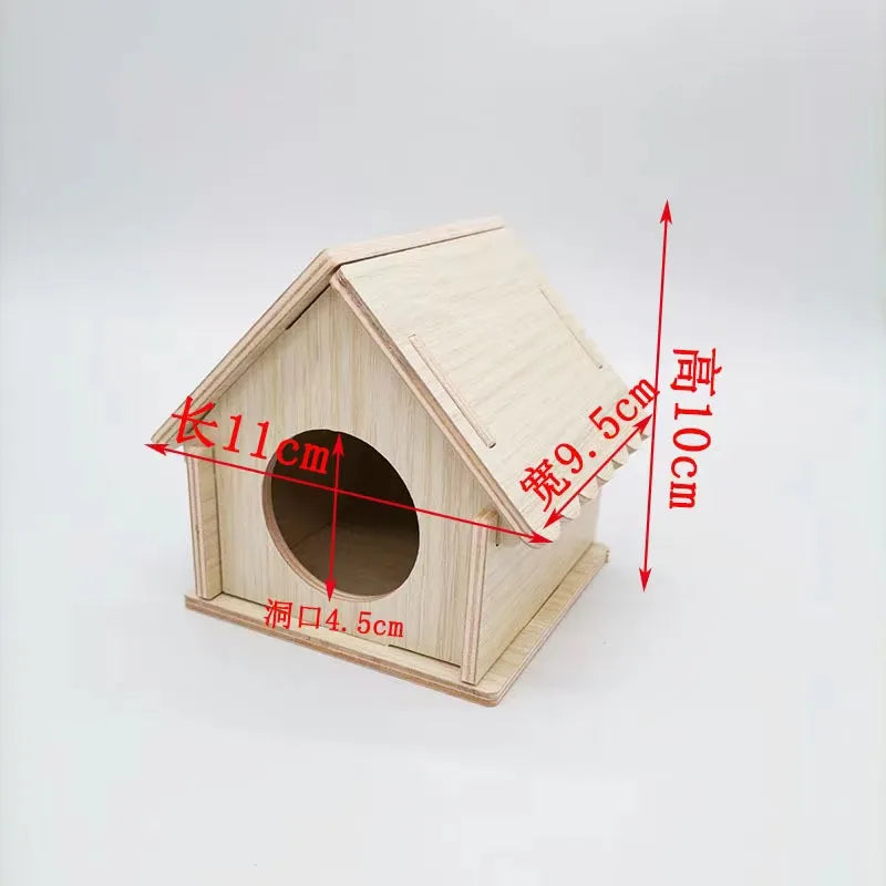 Pet Hamsters House DIY Wooden Gerbil Hideout Bridge Swing and Chinchilla Seesaw Pet Sport Exercise Toys Set Cage Accessories