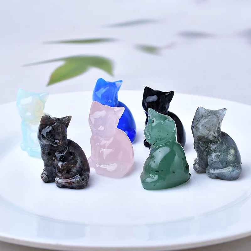 Natural crystal carved cat, a perfect choice for home decoration as a crystal gift ornament, a great option for healing crystals