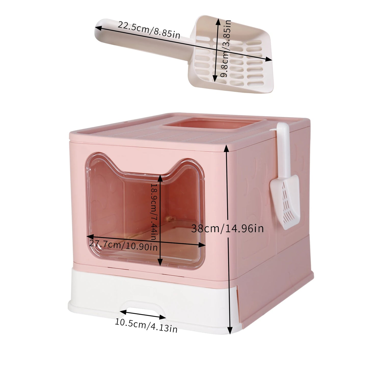 Bingopaw Cat Litter Box with Lid Enclosed Potty Large Top Entry Anti Splashing Toilet Easy to Clean with Litter Scoop