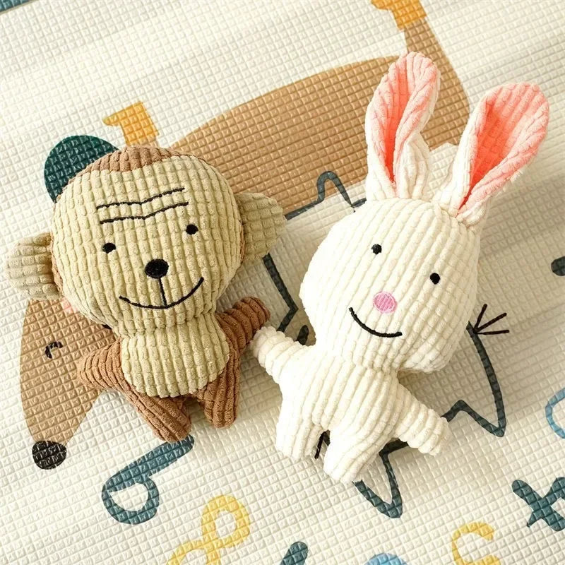 Cute Plush Toys Squeak Pet Cow Rabbit Animal Plush Toy Dog Chew Squeaky Whistling Involved Squirrel Dog Toys