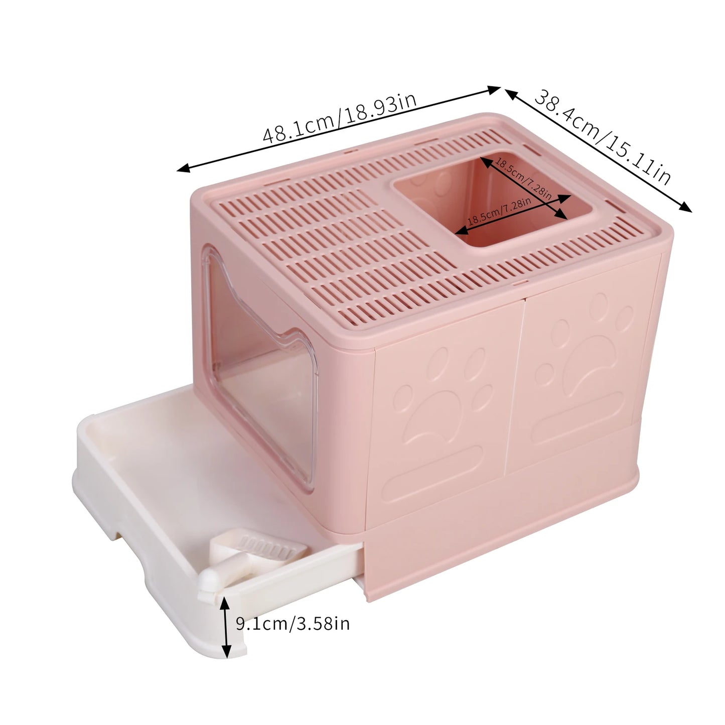 Bingopaw Cat Litter Box with Lid Enclosed Potty Large Top Entry Anti Splashing Toilet Easy to Clean with Litter Scoop