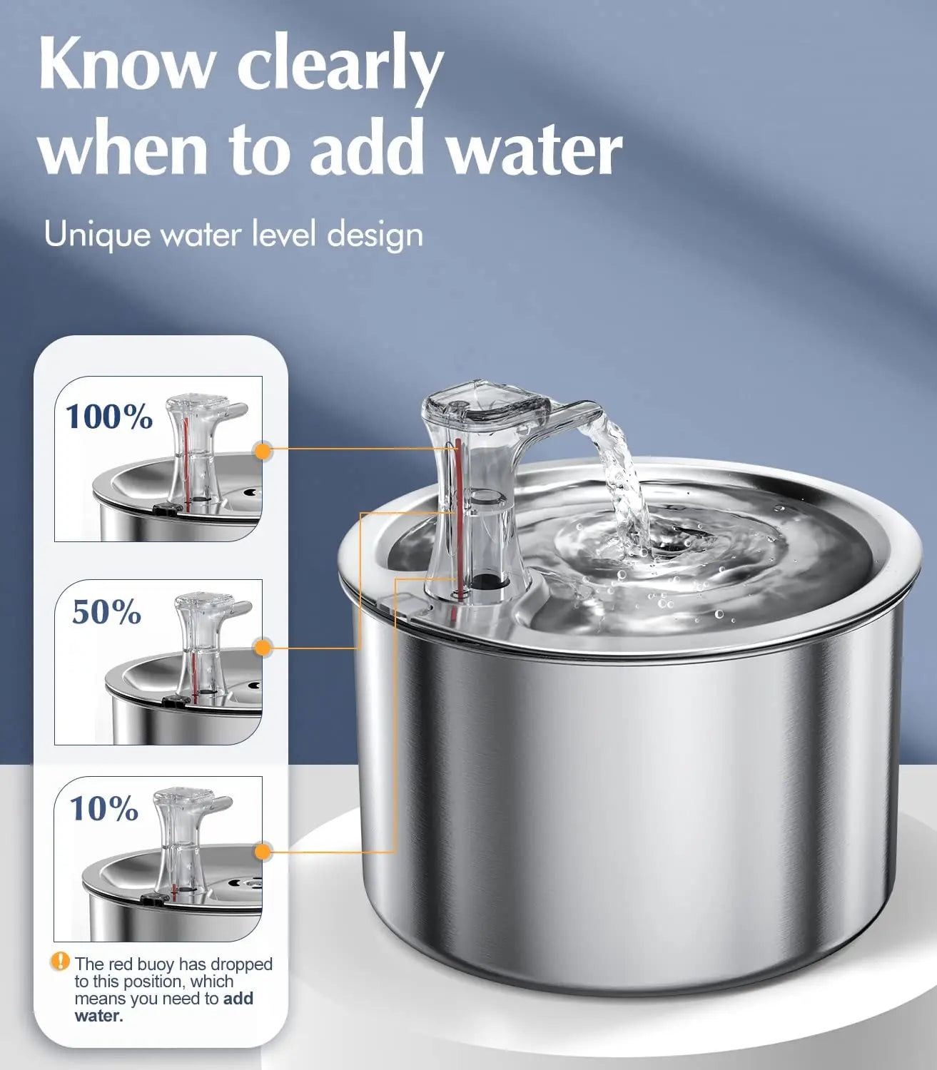 2L Stainless Auto Cat Water Dispenser Fountain With Heater