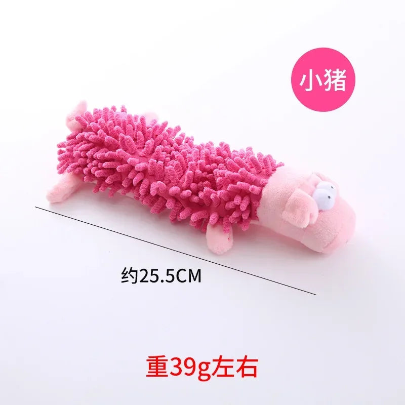 Pet Dog Toy Plush Mop Fur Squeaky Frog Hippo Teeth Grinding Supplies