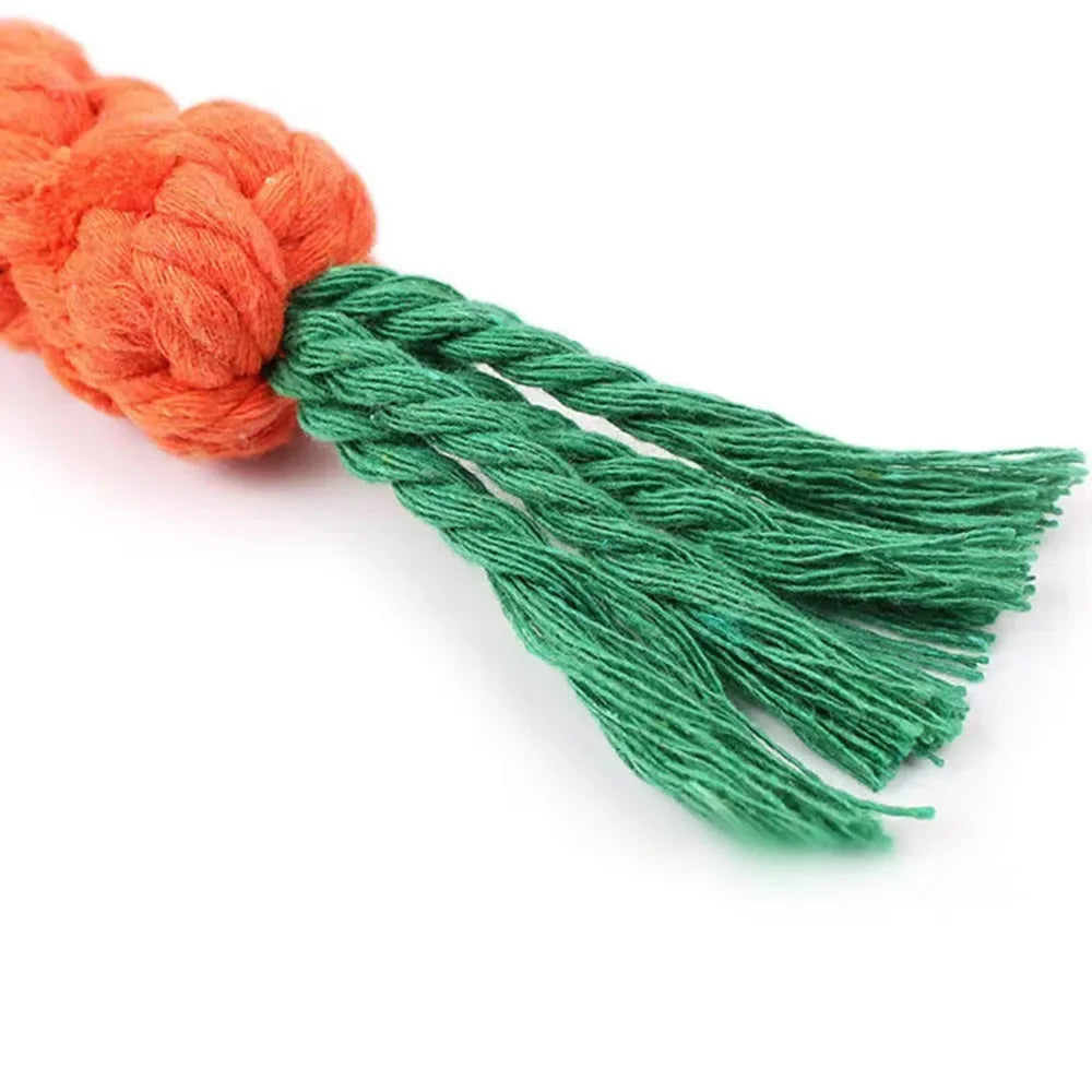 Durable Carrot Dog Chew Rope Toy For Puppy Teeth Cleaning