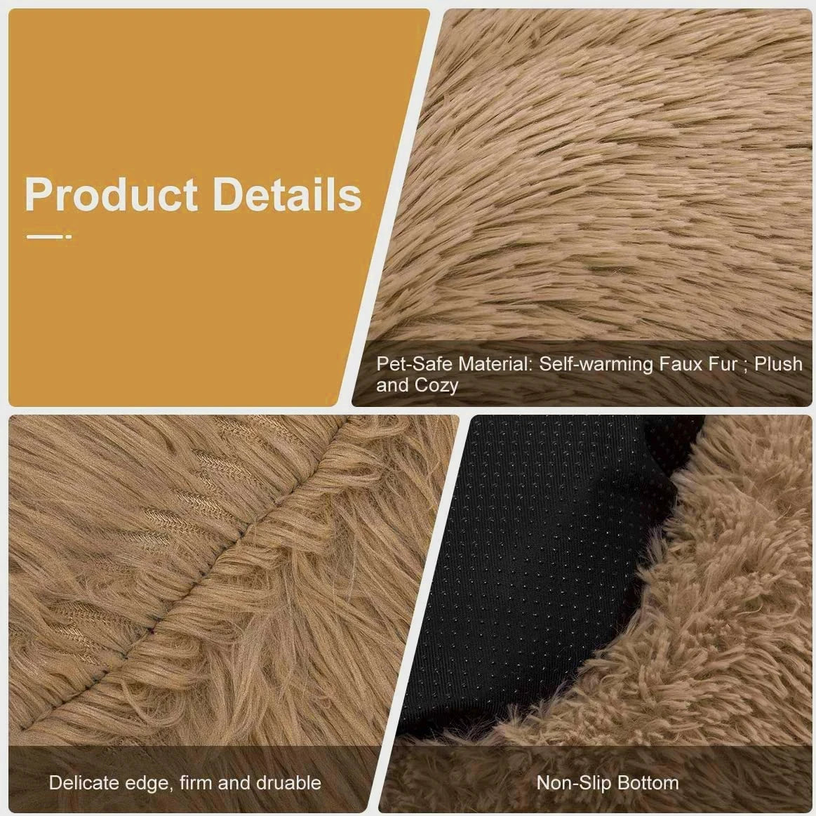 Donut Dog Bed Warm Soft Long Plush Pet Bed for Small Large Dogs Cats Calming Washable Winter Kennel Sofa Cushion Mat