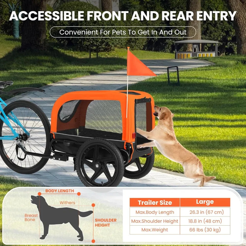Dog Bike Trailer, Dog Cart for Bicycle, Suitable for Small and Medium Pets, Easy Folding Cart Frame, Quick Release Wheel, Non-S