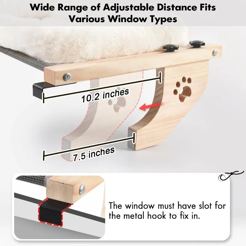Cat Window Sill Perch Hammock With Wood And Metal Frame