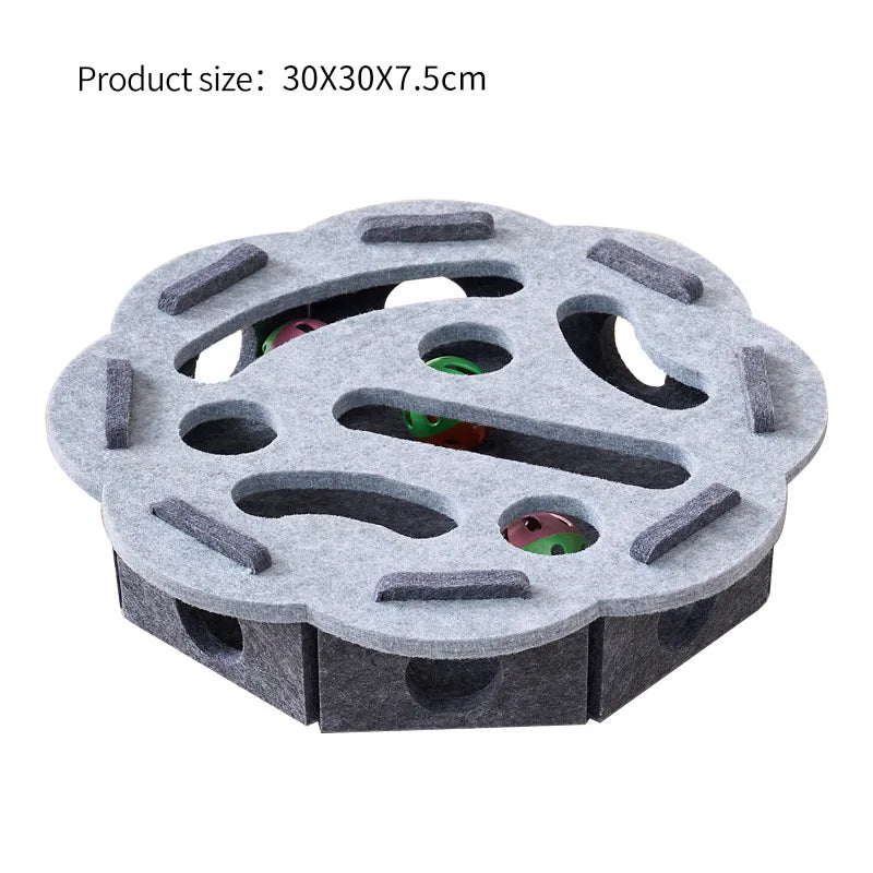 HebeiChoice Felt Cat Puzzle Toy With Maze Tunnel Bell Ball