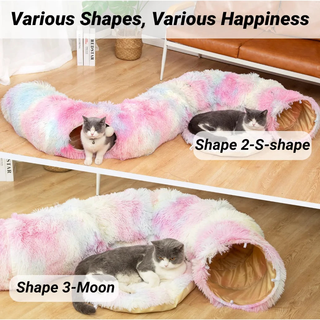 Kylinsure Plush Cat Tunnel Bed For Cats Cozy Hideaway
