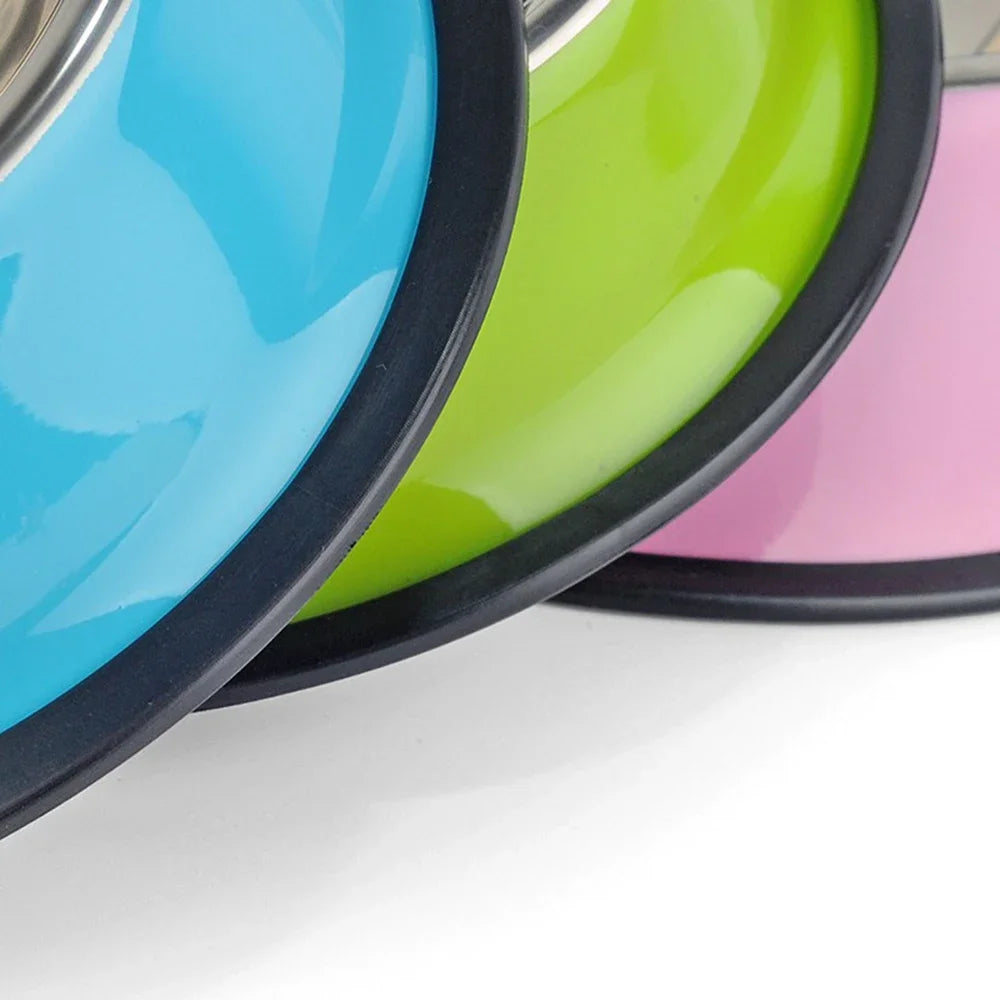 New Pet Dog Stainless Steel Bowls Puppy Cats Food Drink Water Dish Feeder Travel Feeding Non-slip Feeding Dishes Pets Supplies