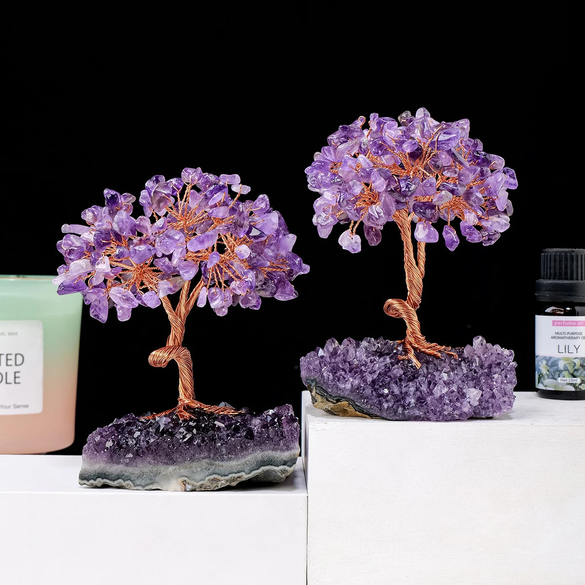 Natural Amethyst Cluster Crushed Stone Tree Crystal Gem Base Home Decoration Crafts Divination Energy Healing Meditation Gifts