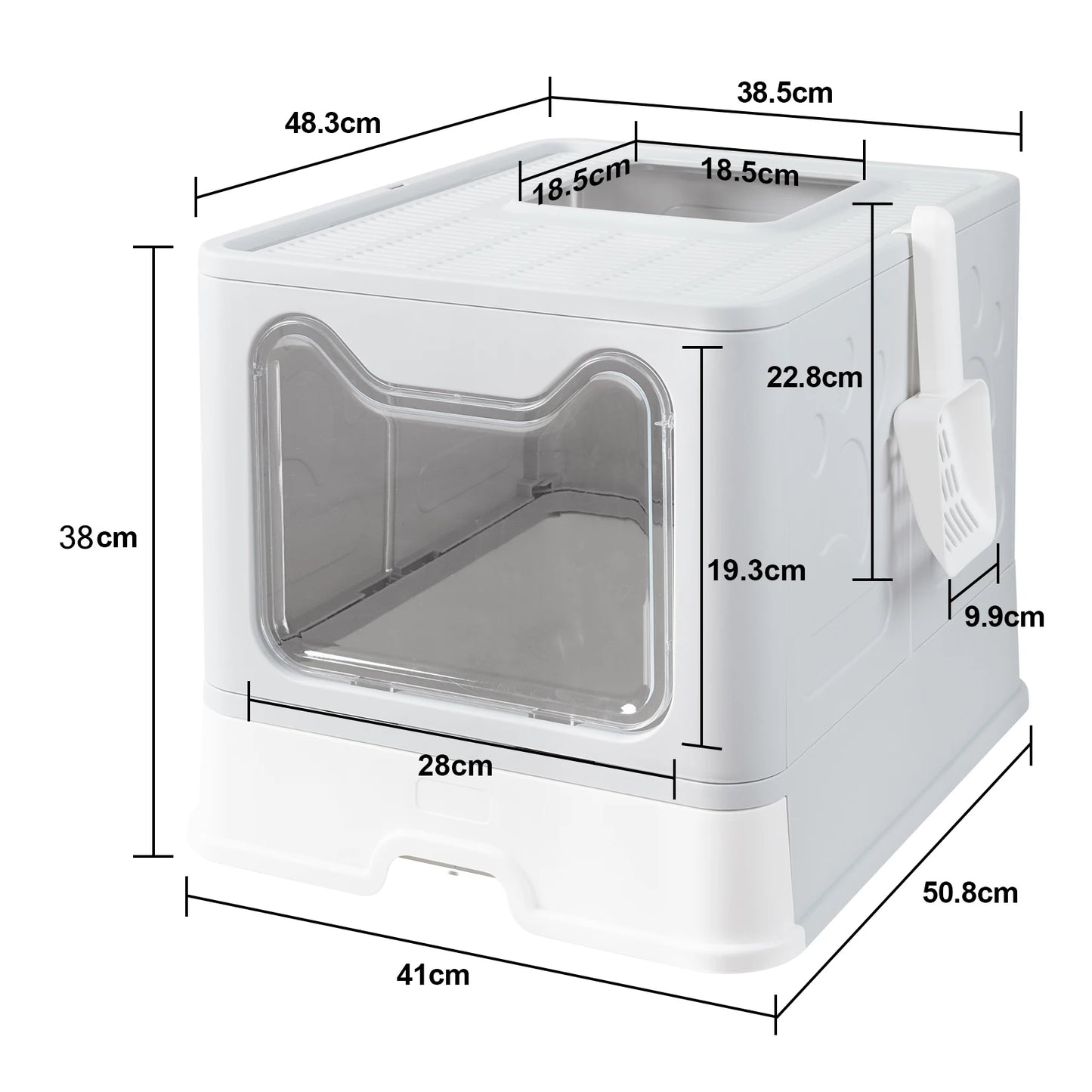Bingopaw Cat Litter Box with Lid Enclosed Potty Large Top Entry Anti Splashing Toilet Easy to Clean with Litter Scoop
