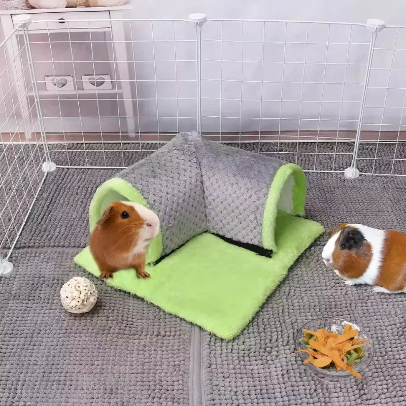 Winter Warm Plush Pet Nest Removable Fleece Tunnel Cage Hideout for Guinea Pig Hamster Rat Squirrel Small Animal Accessories