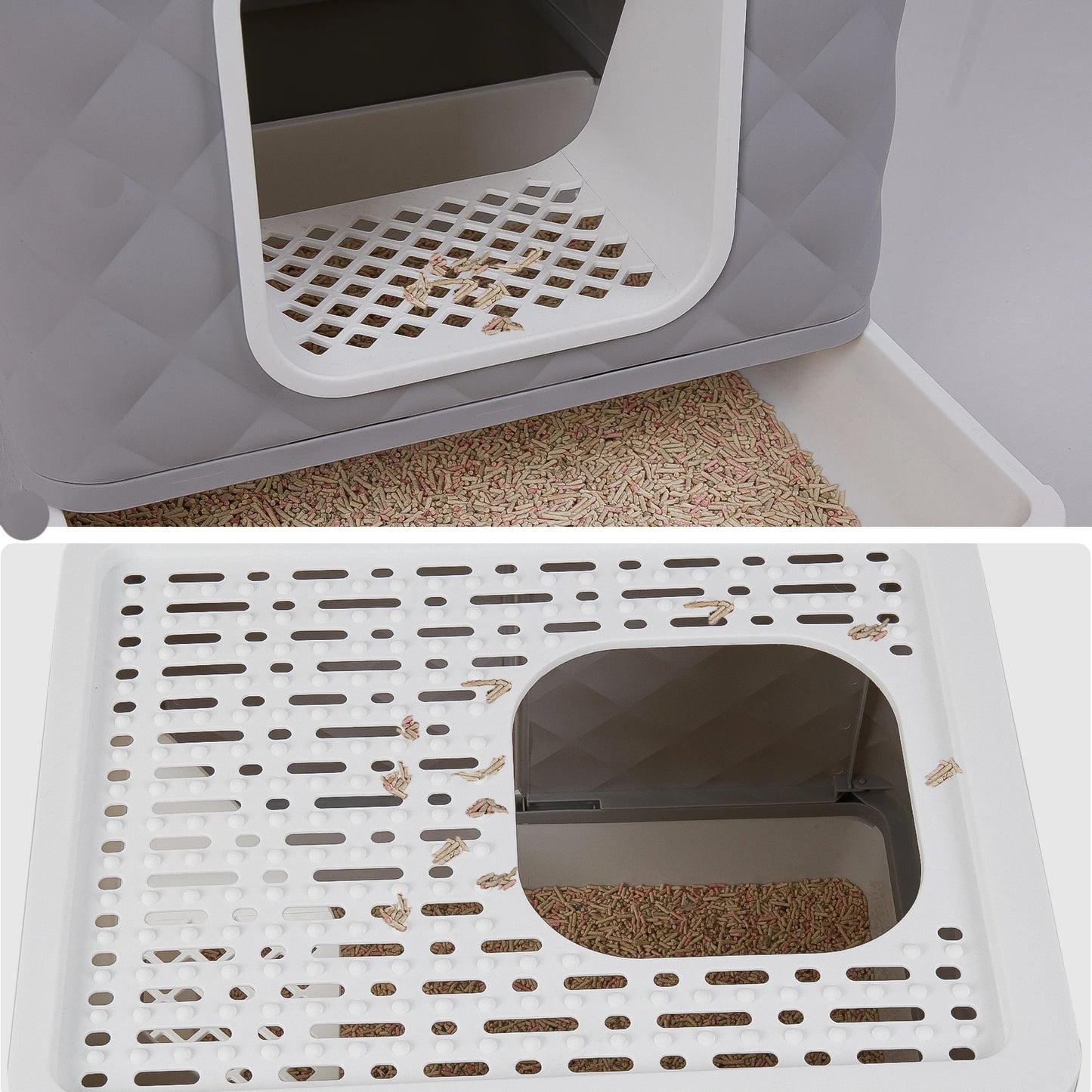 Bingopaw Cat Litter Box with Lid Enclosed Potty Large Top Entry Anti Splashing Toilet Easy to Clean with Litter Scoop