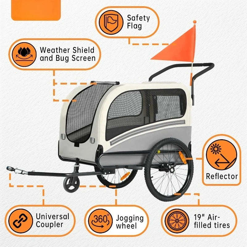 Dog Bike Trailer 88 Lb 2 In 1 Pet Stroller Cart Carrier