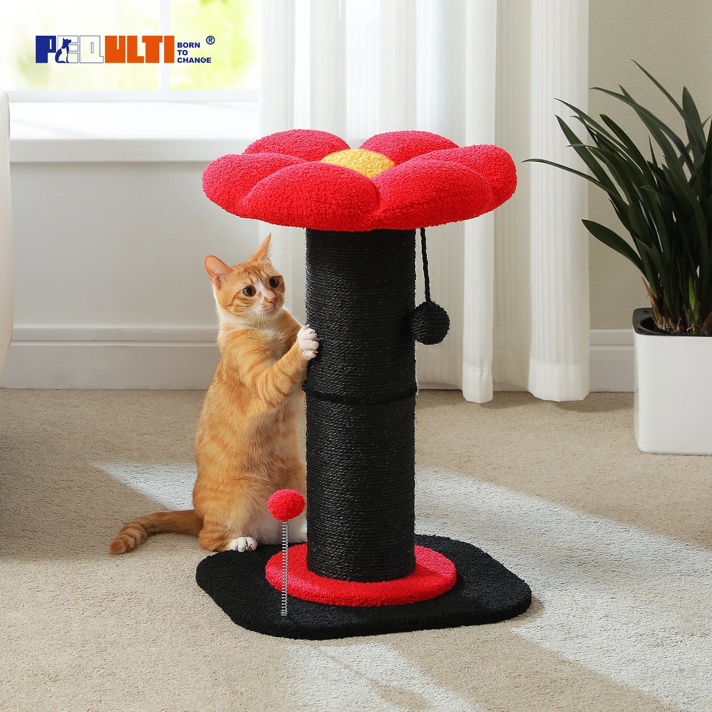 Flower Cat Scratching Post Small Cat Tree Tower Cat Scratcher Indoor Cats Super Thick Scratching Post Removable Cat Bed