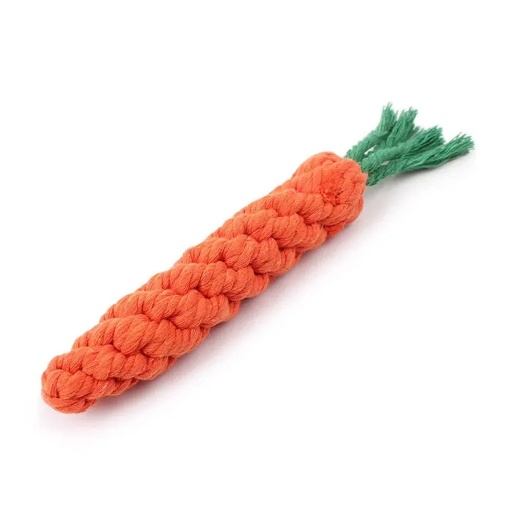 Durable Carrot Dog Chew Rope Toy For Puppy Teeth Cleaning