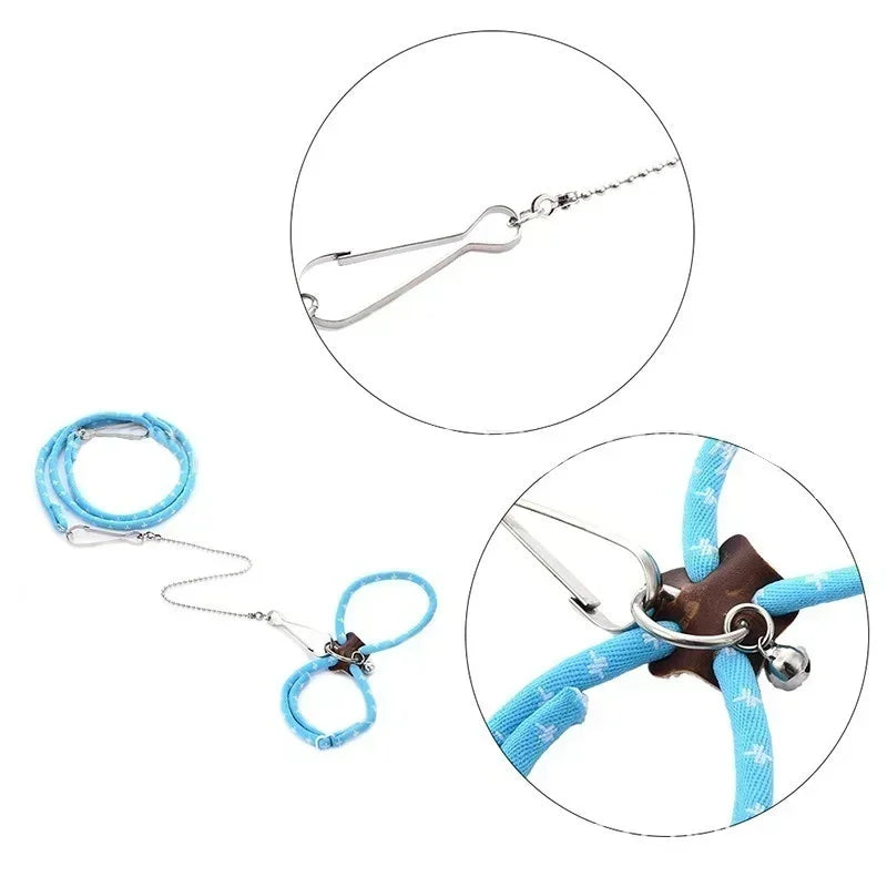 New Adjustable Soft Strap Leash for Small Pets Birds Parrots Mice Hamsters Ferrets Rats and Pigs