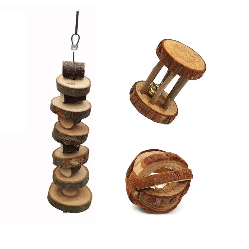Natural Wood Chew Toys For Small Pets Rabbits Hamsters Rats