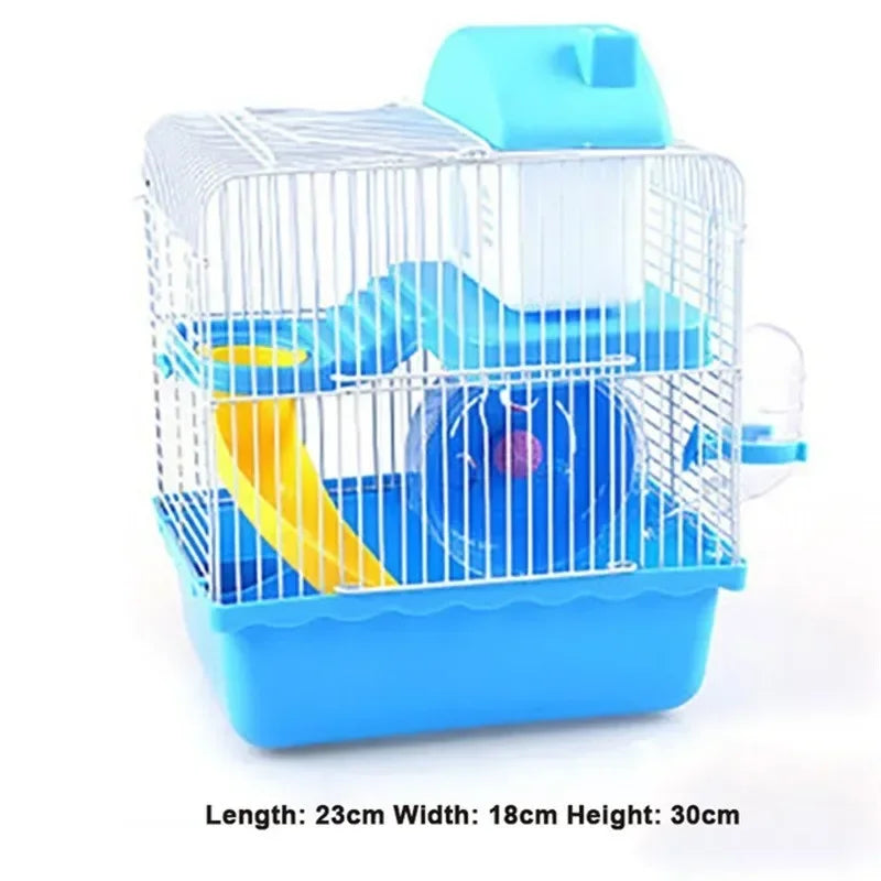 Villa Shaped Double Story Hamster Cage With Feeding Bowl
