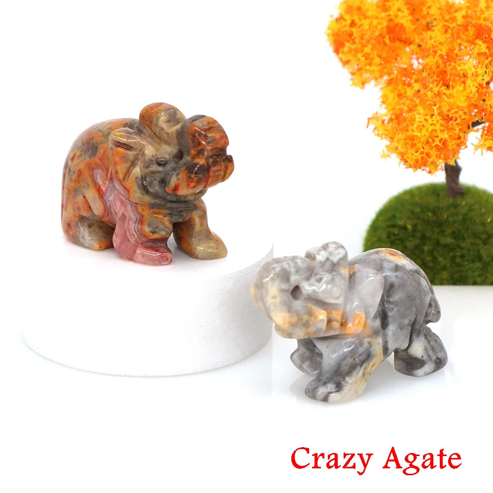 Lucky Elephant Statue Aventurine Amethyst Crystal Feng Shui Figurine Chakra
