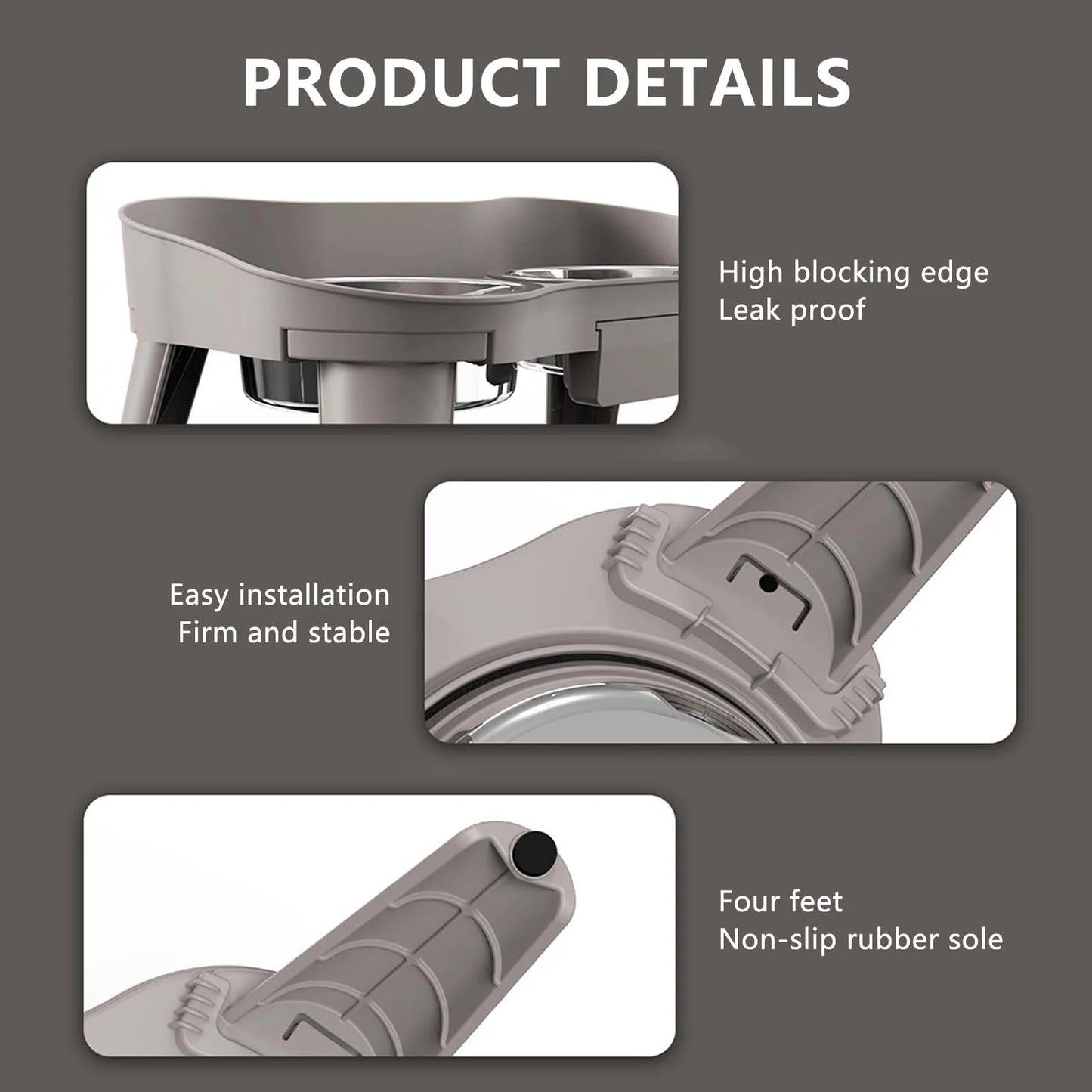 Raised Stand Elevated Dog Feeder Non Slip No Spill Design Stainless Steel Bowl Pet Supplies