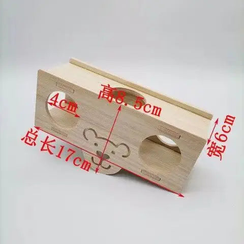 Pet Hamsters House DIY Wooden Gerbil Hideout Bridge Swing and Chinchilla Seesaw Pet Sport Exercise Toys Set Cage Accessories