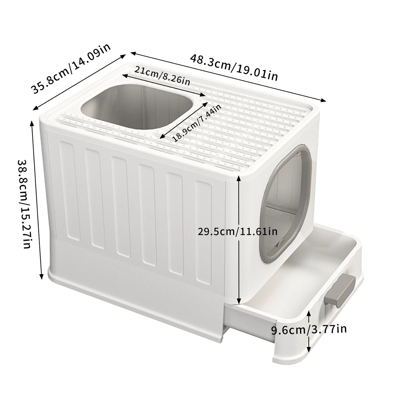 Bingopaw Cat Litter Box with Lid Enclosed Potty Large Top Entry Anti Splashing Toilet Easy to Clean with Litter Scoop