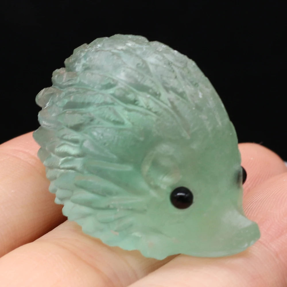Natural Crystal Cute Animal Carved Hedgehog Statue, Rose Quartz, Tiger Eye Stone Crafts, Reiki Home Decoration, Ornaments