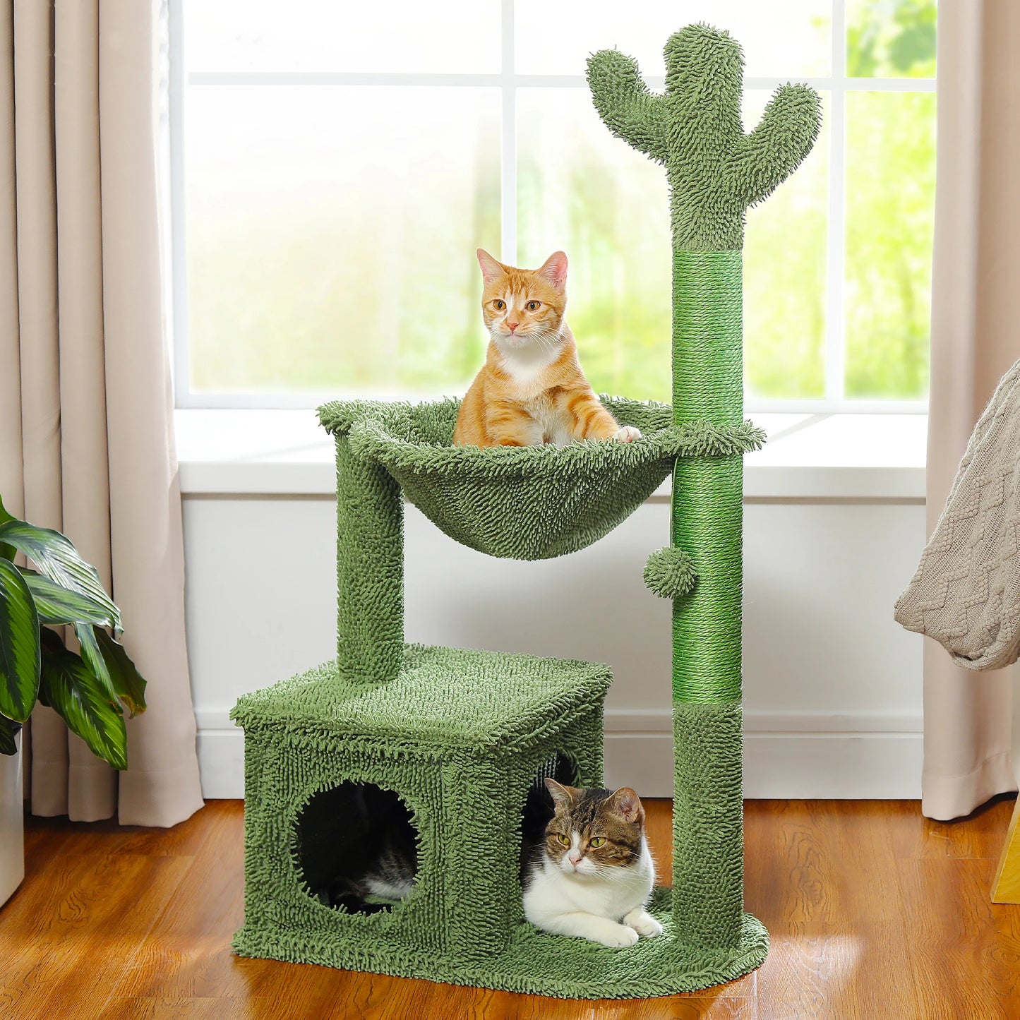 PEQULTICN Cactus Cat Tree Indoor Condo And Hammock Stand