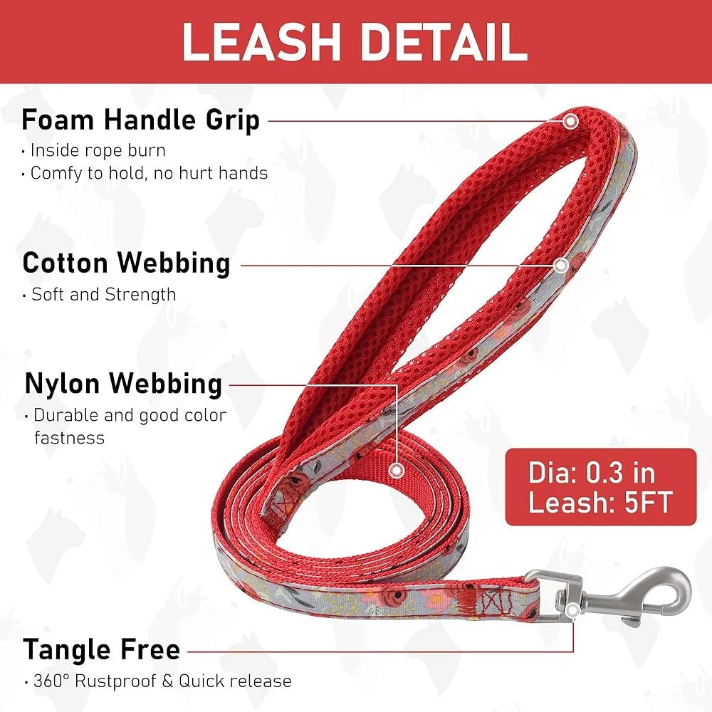 Adjustable Small Dog Harness Collar Leash Set No Pull Soft Mesh Step In Reflective Vest with ID Tag